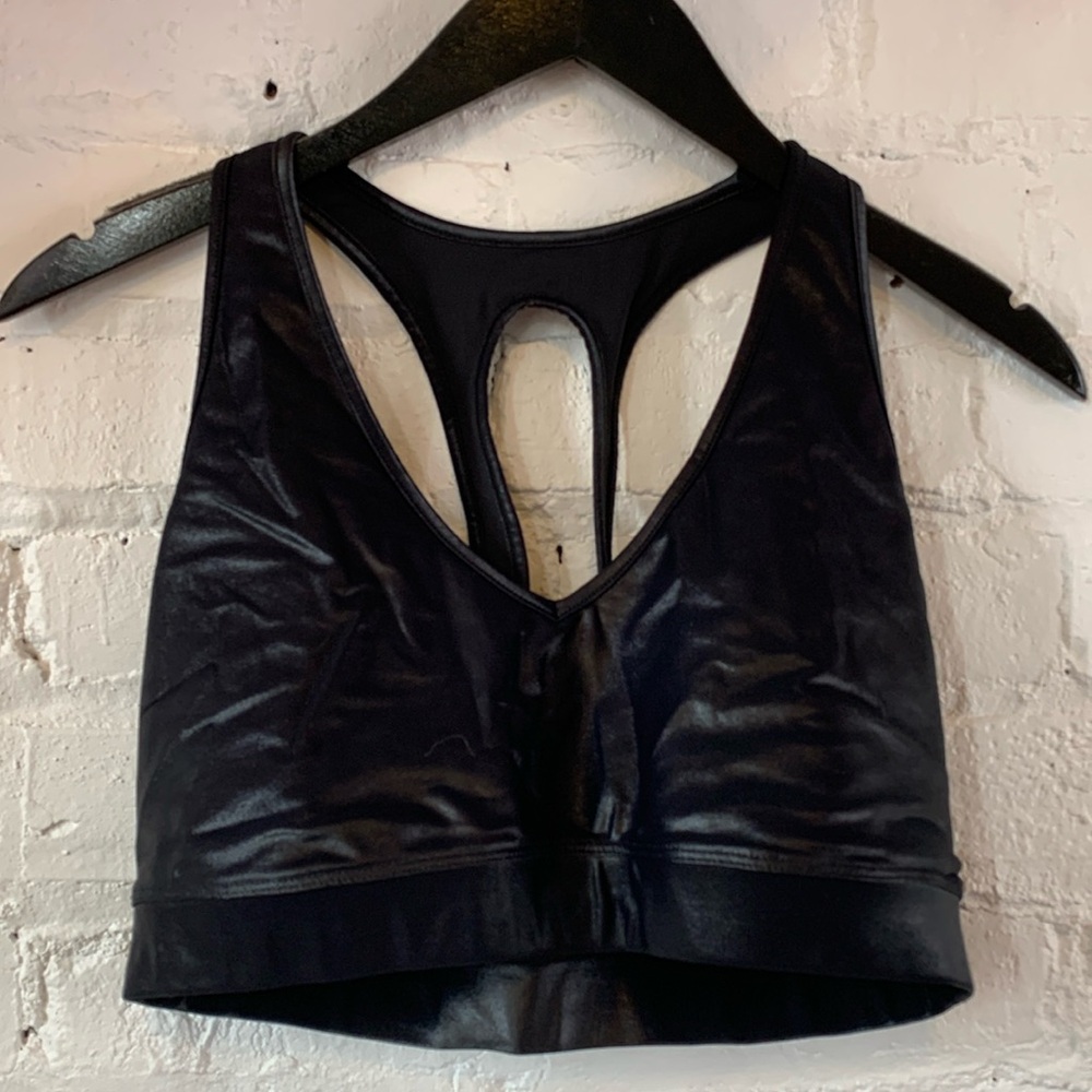 Carbon38 Black shiny Racerback Sports Bra Matching leggings sold separately